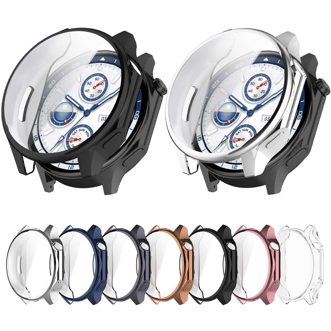 For OPPO Watch X / OnePlus Watch 2 Full Coverage TPU Electroplated Watch Protective Case(Transp