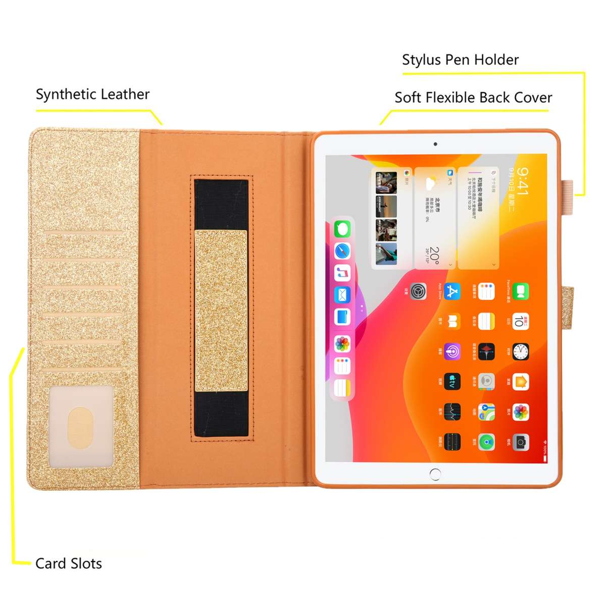 For iPad Pro 11 2025 / 2024 Business Style Horizontal Flip Leather Smart Tablet Case wi ... (Gold)