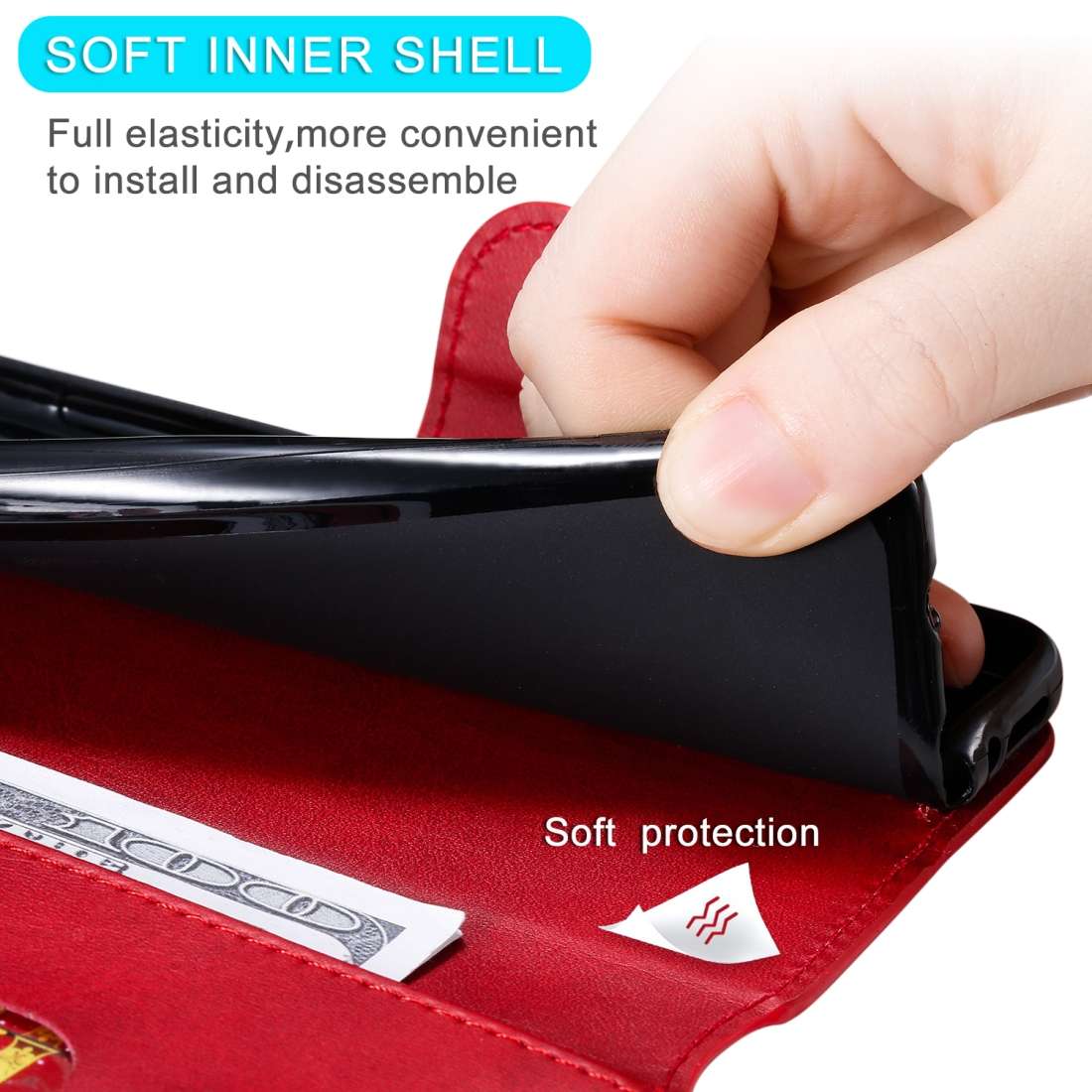 For Huawei Y8p 2020 / Enjoy 10s / P Smart S Classic Calf Texture PU + TPU Horizontal Fli ... (Red)