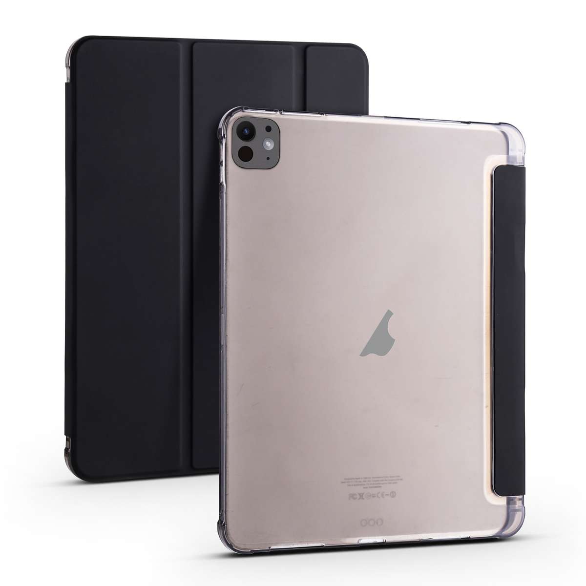 For iPad Pro 13 2025 / 2024 3-fold TPU Leather Smart Tablet Case with Pen Slot(Black)