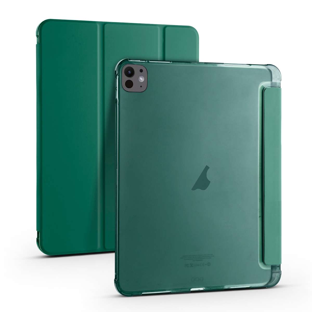 For iPad Pro 13 2025 / 2024 3-fold TPU Leather Smart Tablet Case with Pen Slot(Pine Green)