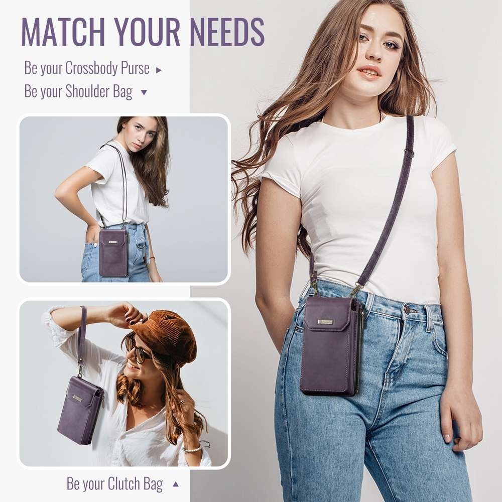 CaseMe Me40 Vertical Multifunctional Shoulder Crossbody Phone Bag(Purple)