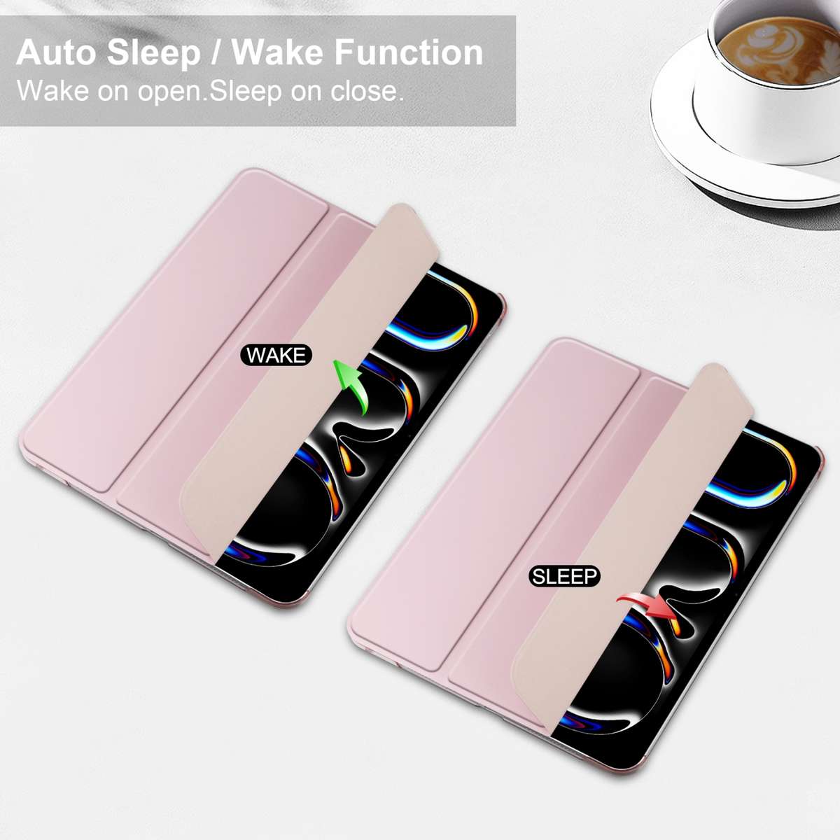 For iPad Pro 11 2025 / 2024 3-fold Semi-transparent Frosted Smart Leather Tablet Case(Rose Gold)