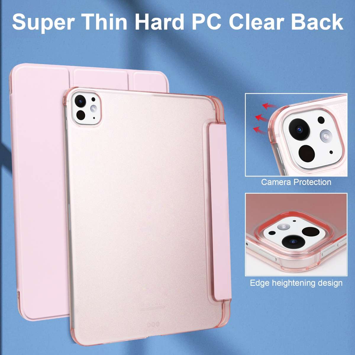 For iPad Pro 11 2025 / 2024 3-fold Semi-transparent Frosted Smart Leather Tablet Case(Rose Gold)