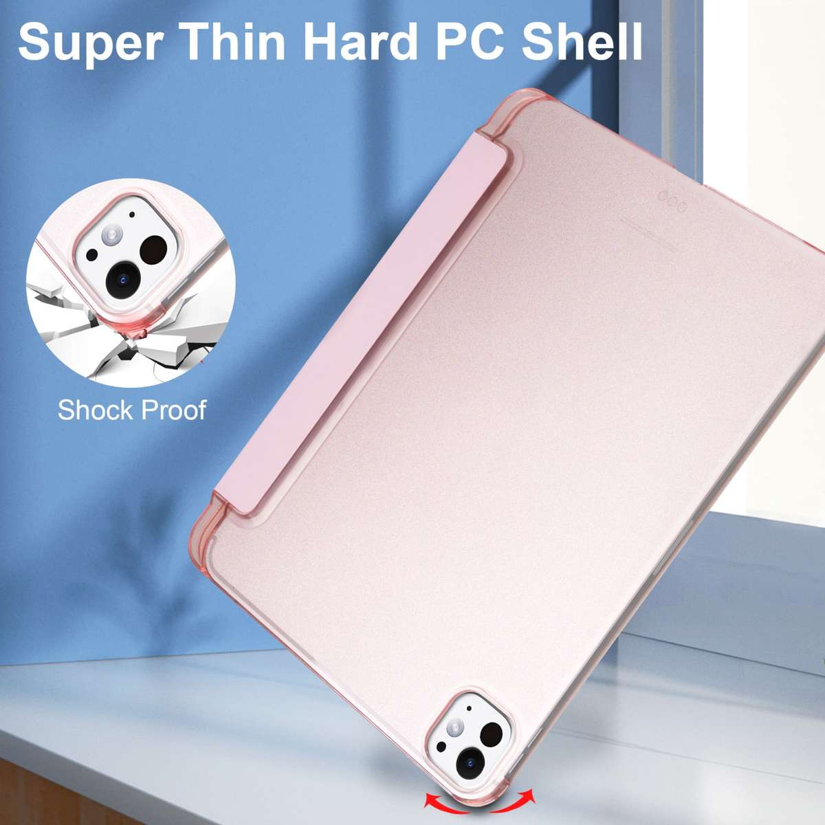 For iPad Pro 11 2025 / 2024 3-fold Semi-transparent Frosted Smart Leather Tablet Case(Rose Gold)