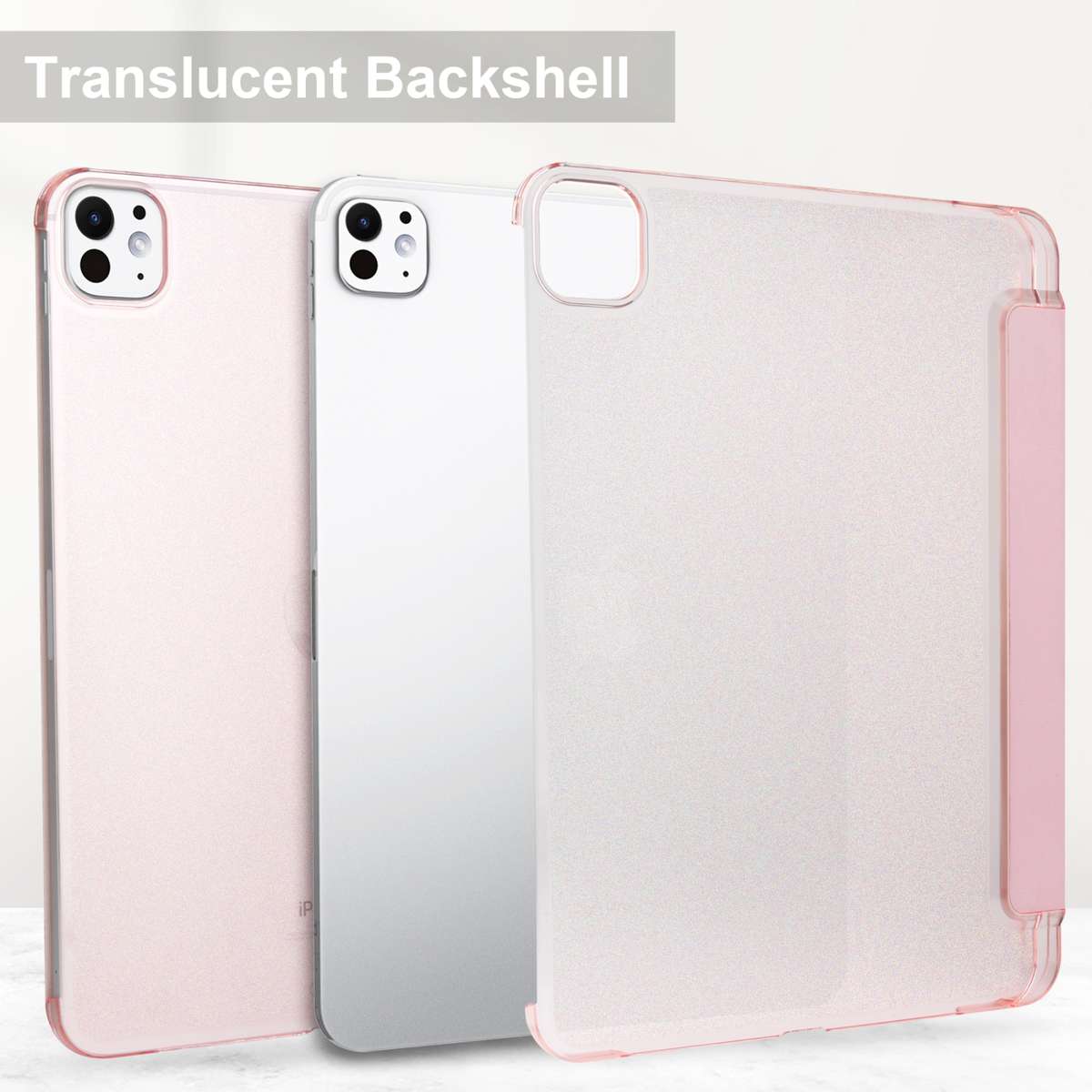 For iPad Pro 11 2025 / 2024 3-fold Semi-transparent Frosted Smart Leather Tablet Case(Rose Gold)
