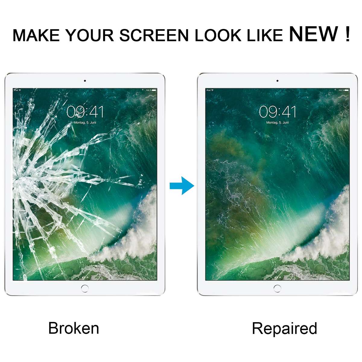 For iPad Pro 12.9 2017 Front Screen Outer Glass Lens with OCA Optically Clear Adhesive(Black)