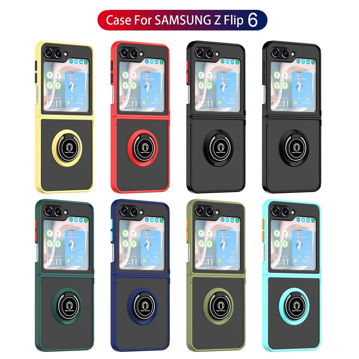 For Samsung Galaxy Z Flip6 / Flip7 FE Q Shadow 1 Series TPU + PC Phone Case with Ring(Sky Blue)