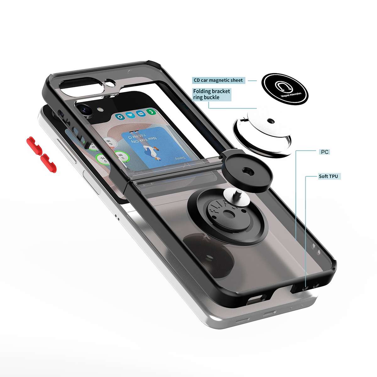 For Samsung Galaxy Z Flip6 / Flip7 FE Q Shadow 1 Series TPU + PC Phone Case with Ring(Sky Blue)