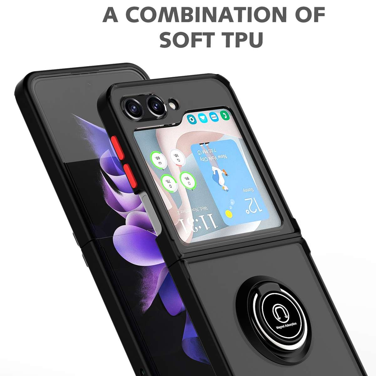 For Samsung Galaxy Z Flip6 / Flip7 FE Q Shadow 1 Series TPU + PC Phone Case with Ring(Sky Blue)