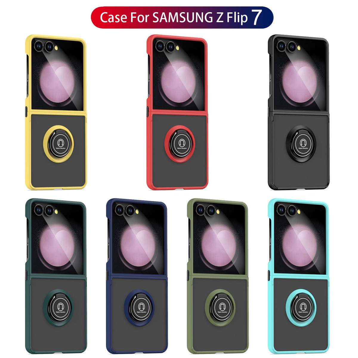 For Samsung Galaxy Z Flip7 Q Shadow 1 Series TPU + PC Phone Case with Ring(Dark Green)