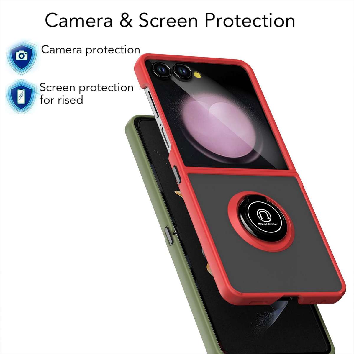 For Samsung Galaxy Z Flip7 Q Shadow 1 Series TPU + PC Phone Case with Ring(Dark Green)