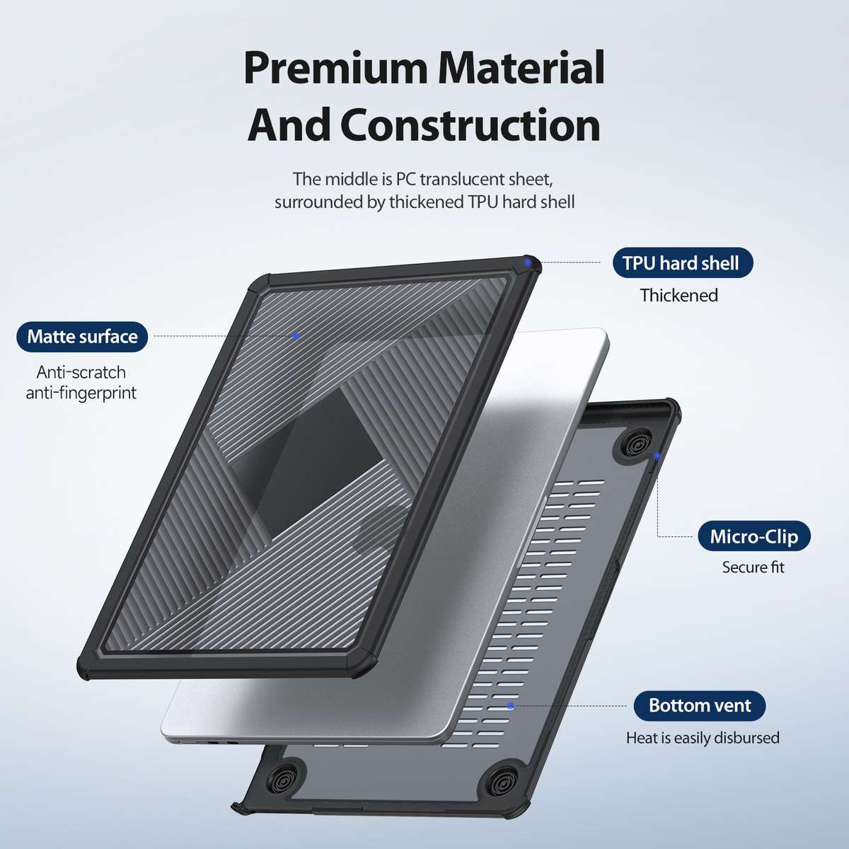 For MacBook Pro 14 2021/2023 A2442 DUX DUCIS LCGH Laptop Frosted Protective Case(Black)