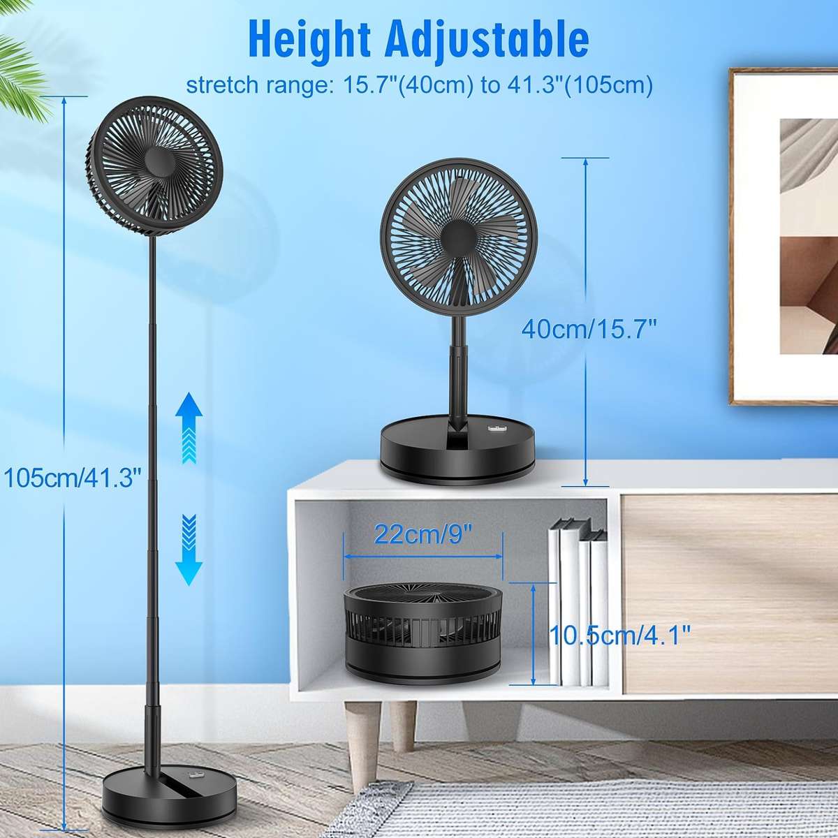 F9 Folding Adjustable Height Desktop Electric Fan