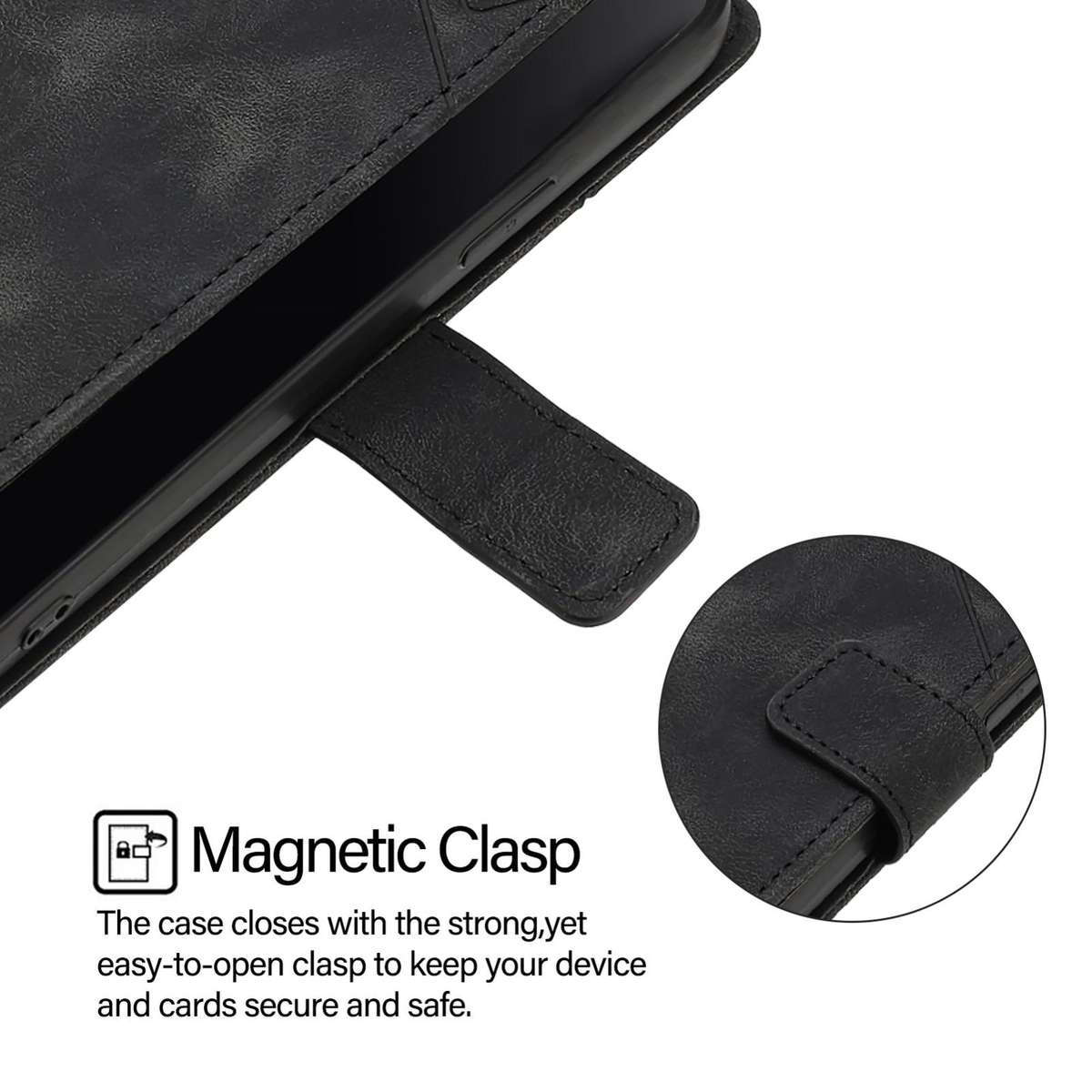 For TCL K32 5G / K33 Skin Feel Embossed Leather Phone Case(Black)
