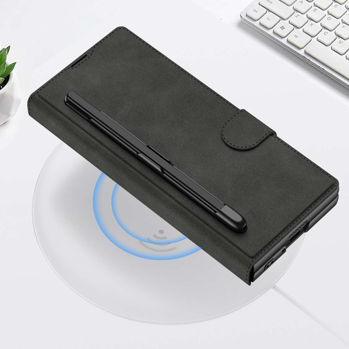 For Samsung Galaxy Z Fold6 GKK Integrated Armor Flip Leather Case with ... (Carbon Fiber Texture)
