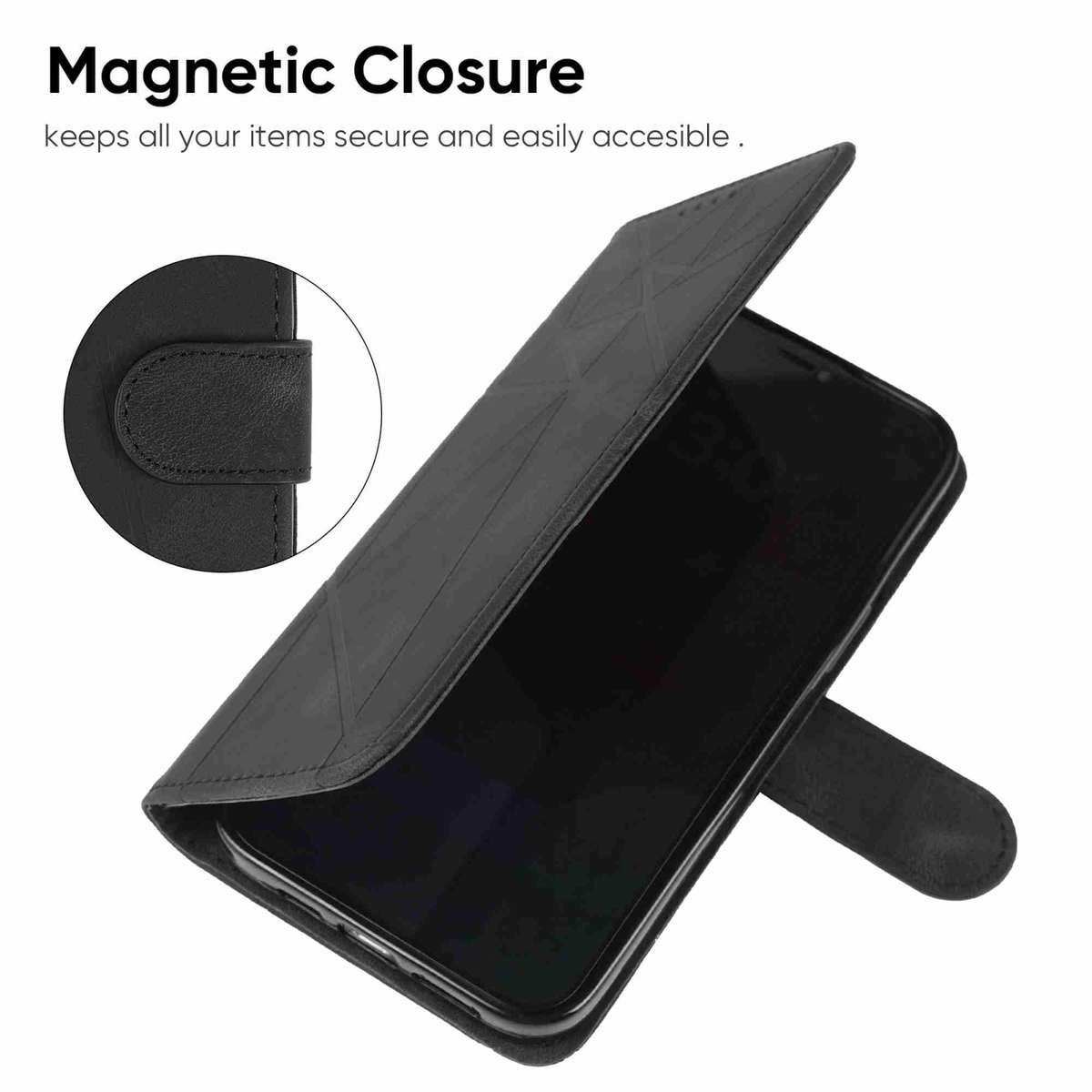 For Huawei P30 Pro Skin Feel Geometric Lines Leather Phone Case(Black)