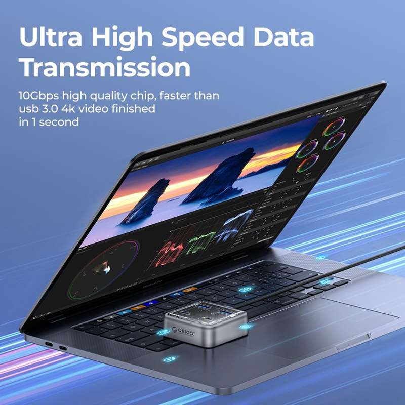 ORICO XHJ2U2C-G2 4-Port Compact Zinc Alloy USB 3.0 HUB Expand Converter(Silver)