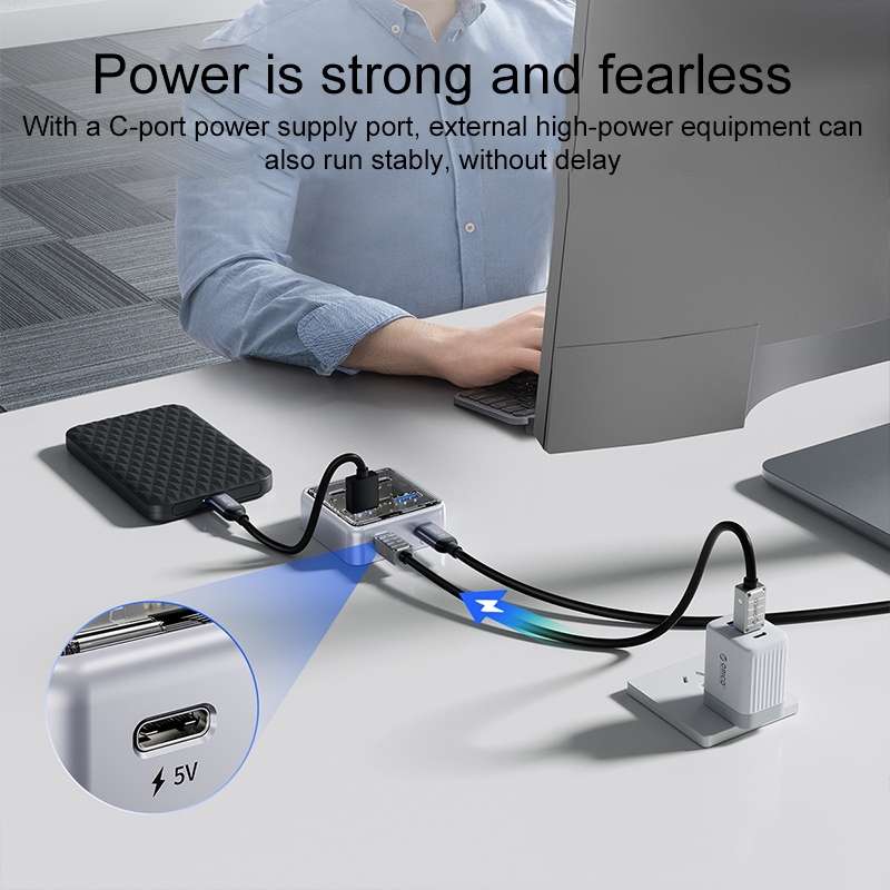 ORICO XHJ4C-G2 4-Port Compact Zinc Alloy USB Type-C 3.0 HUB Expand Converter(Silver)