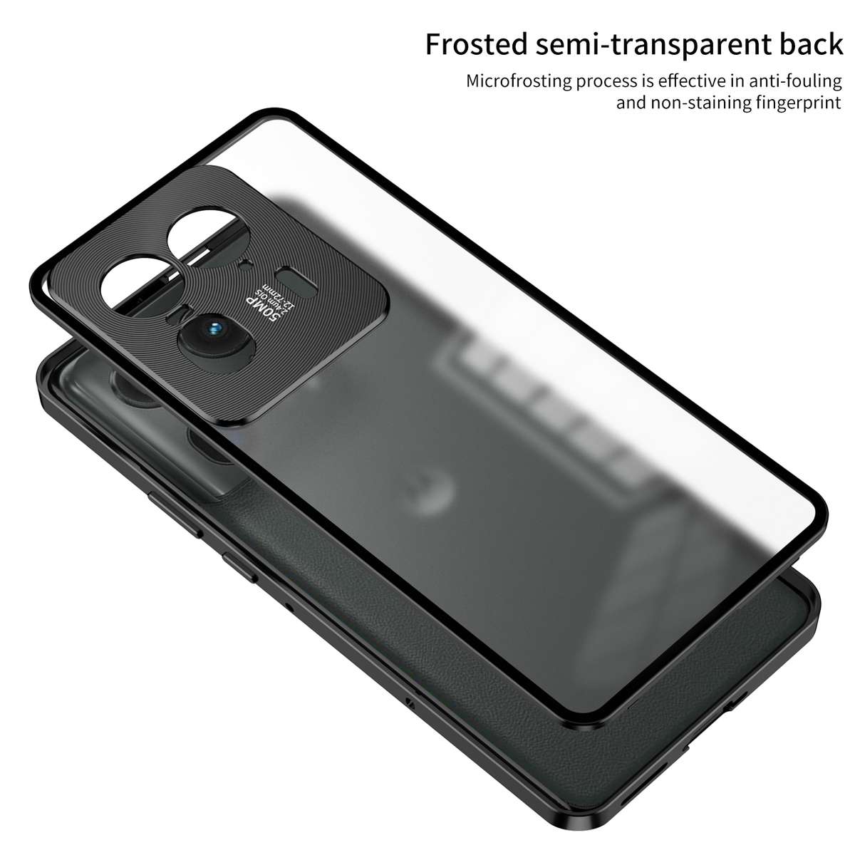 For Motorola Moto X40 Snap Buckle Metal Frame Frosted Phone Case(Black)
