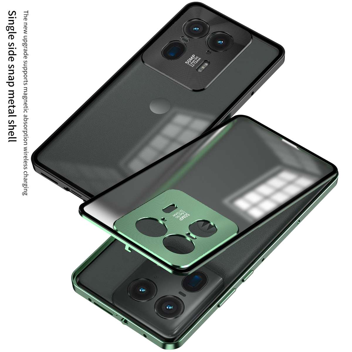 For Motorola Moto X40 Snap Buckle Metal Frame Frosted Phone Case(Black)