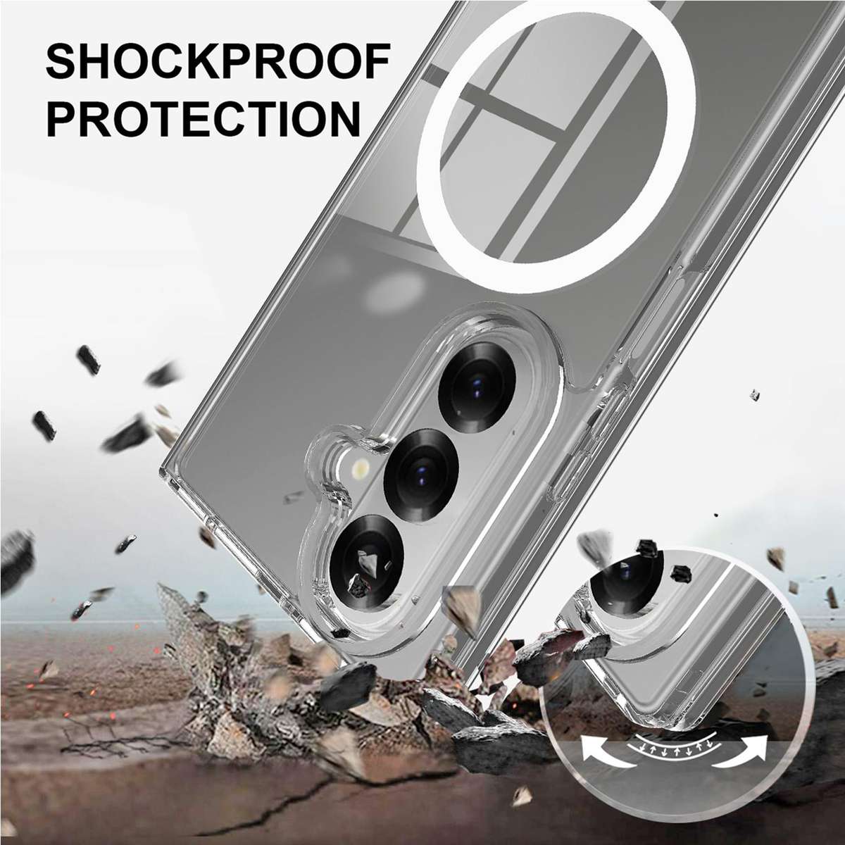 For Samsung Galaxy Z Fold7 Scratchproof PC Transparent MagSafe Phone Case