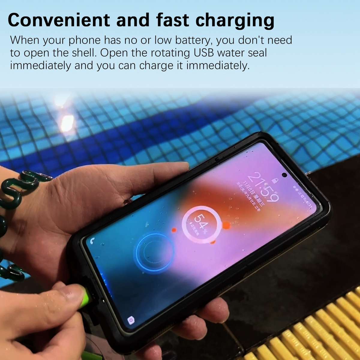 33ft 10m Underwater IP68 Waterproof Phone Case For Under 6.6 inch Phones(Black)