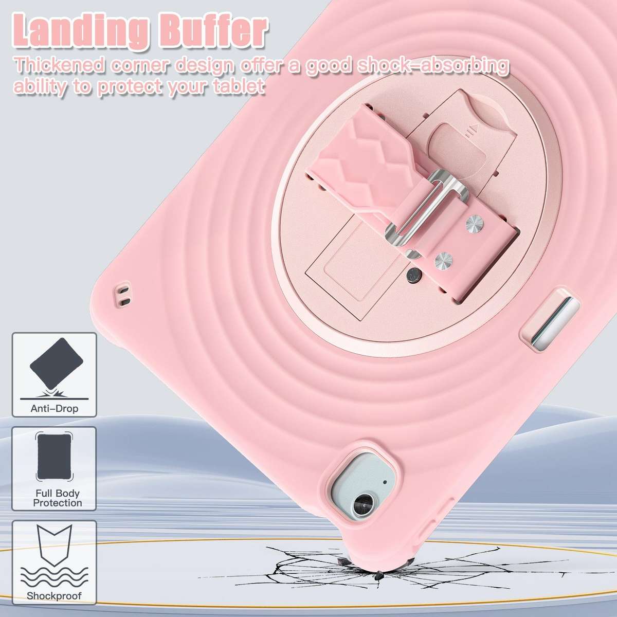 For iPad Air 13 2026 / 2025 / 2024 Rotation Holder Silicone Hybrid PC Tablet Case(Pink)