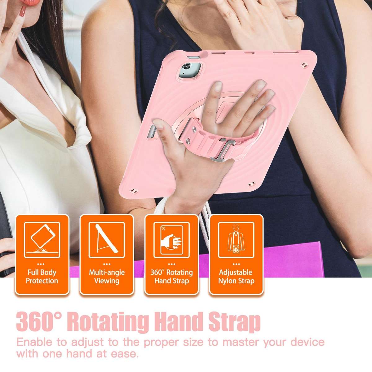For iPad Air 13 2026 / 2025 / 2024 Rotation Holder Silicone Hybrid PC Tablet Case(Pink)