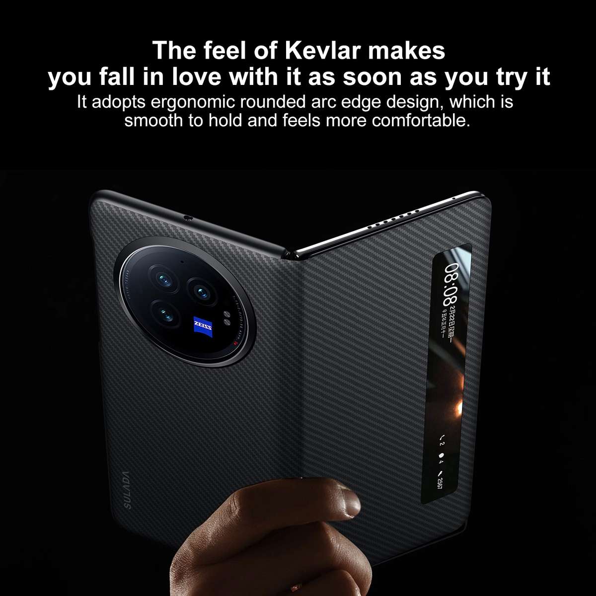 For vivo X Fold3 SULADA Kevlar 600D Texture Smart Window Leather Phone Case(Purple)