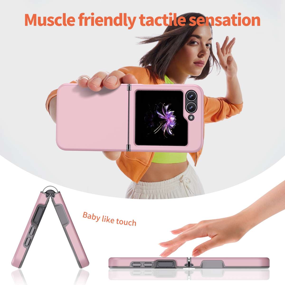 For Samsung Galaxy Z Flip7 FE / Flip6 Flat Skin Feel TPU+PC Shockproof Phone Case(Light Pink)