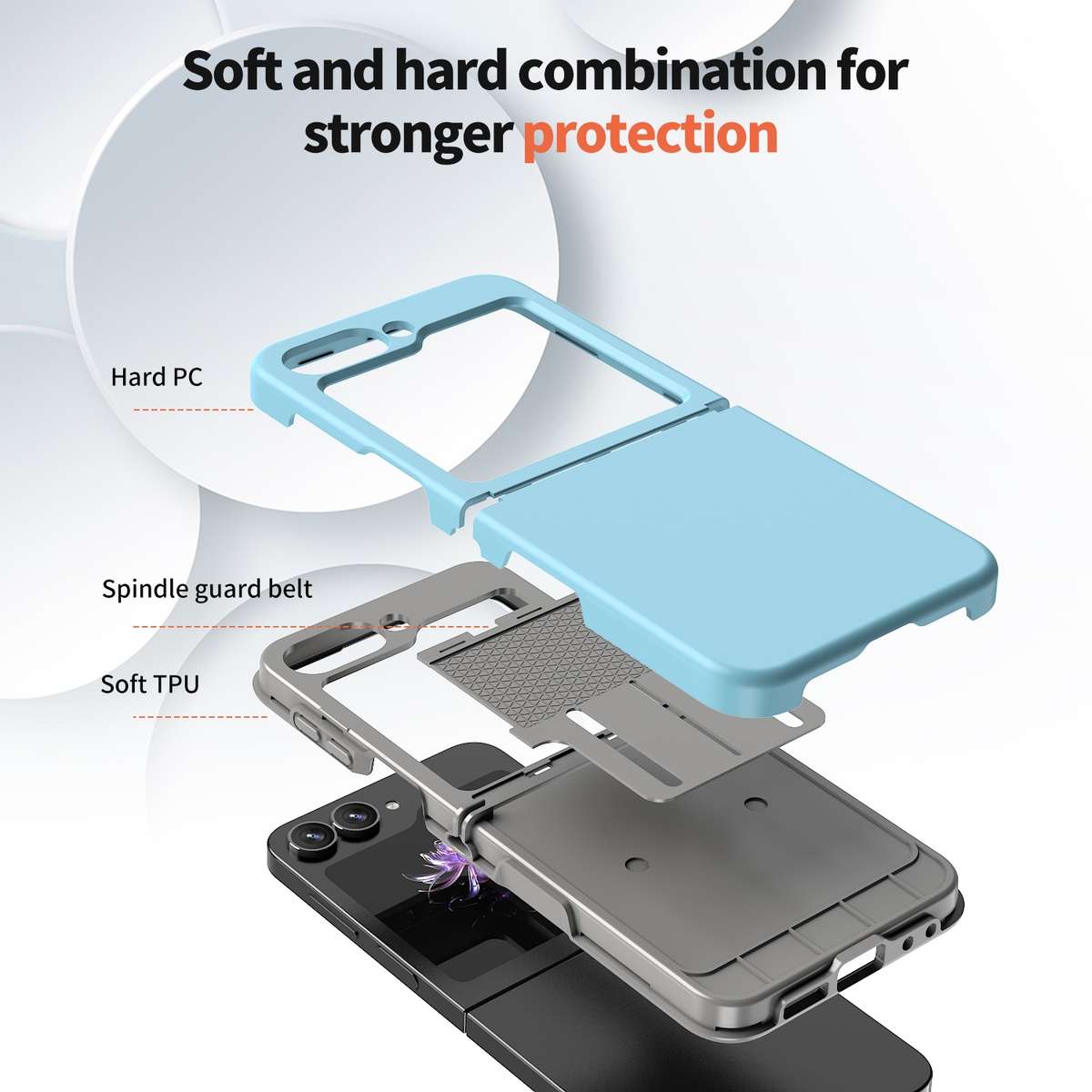 For Samsung Galaxy Z Flip7 FE / Flip6 Flat Skin Feel TPU+PC Shockproof Phone Case(Light Blue)