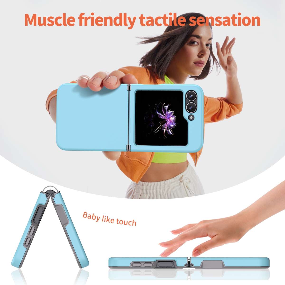 For Samsung Galaxy Z Flip7 FE / Flip6 Flat Skin Feel TPU+PC Shockproof Phone Case(Light Blue)