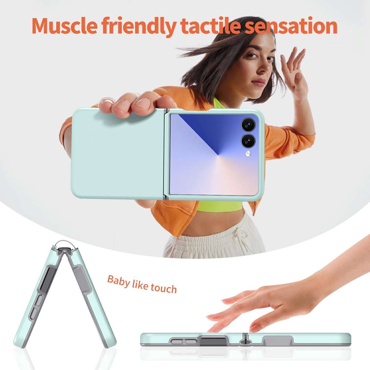For Samsung Galaxy Z Flip7 5G Flat Skin Feel TPU+PC Shockproof Phone Case(Mint Green)