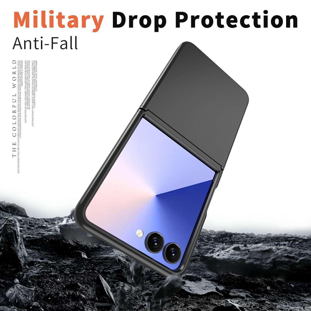 For Samsung Galaxy Z Flip7 5G Flat Skin Feel TPU+PC Shockproof Phone Case(Black)