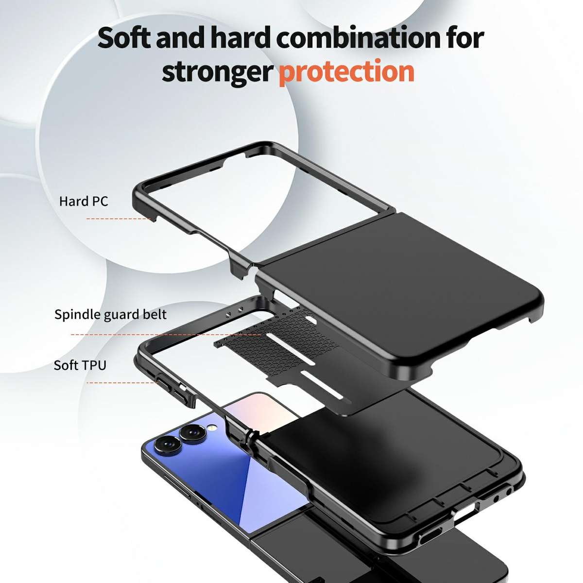 For Samsung Galaxy Z Flip7 5G Flat Skin Feel TPU+PC Shockproof Phone Case(Black)