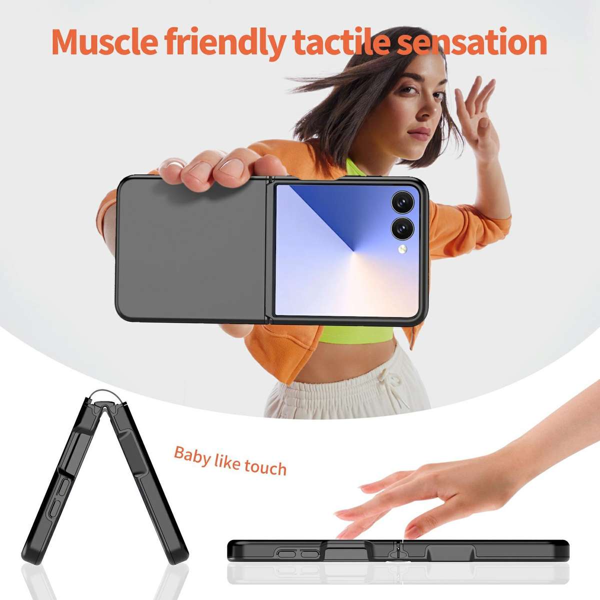 For Samsung Galaxy Z Flip7 5G Flat Skin Feel TPU+PC Shockproof Phone Case(Black)