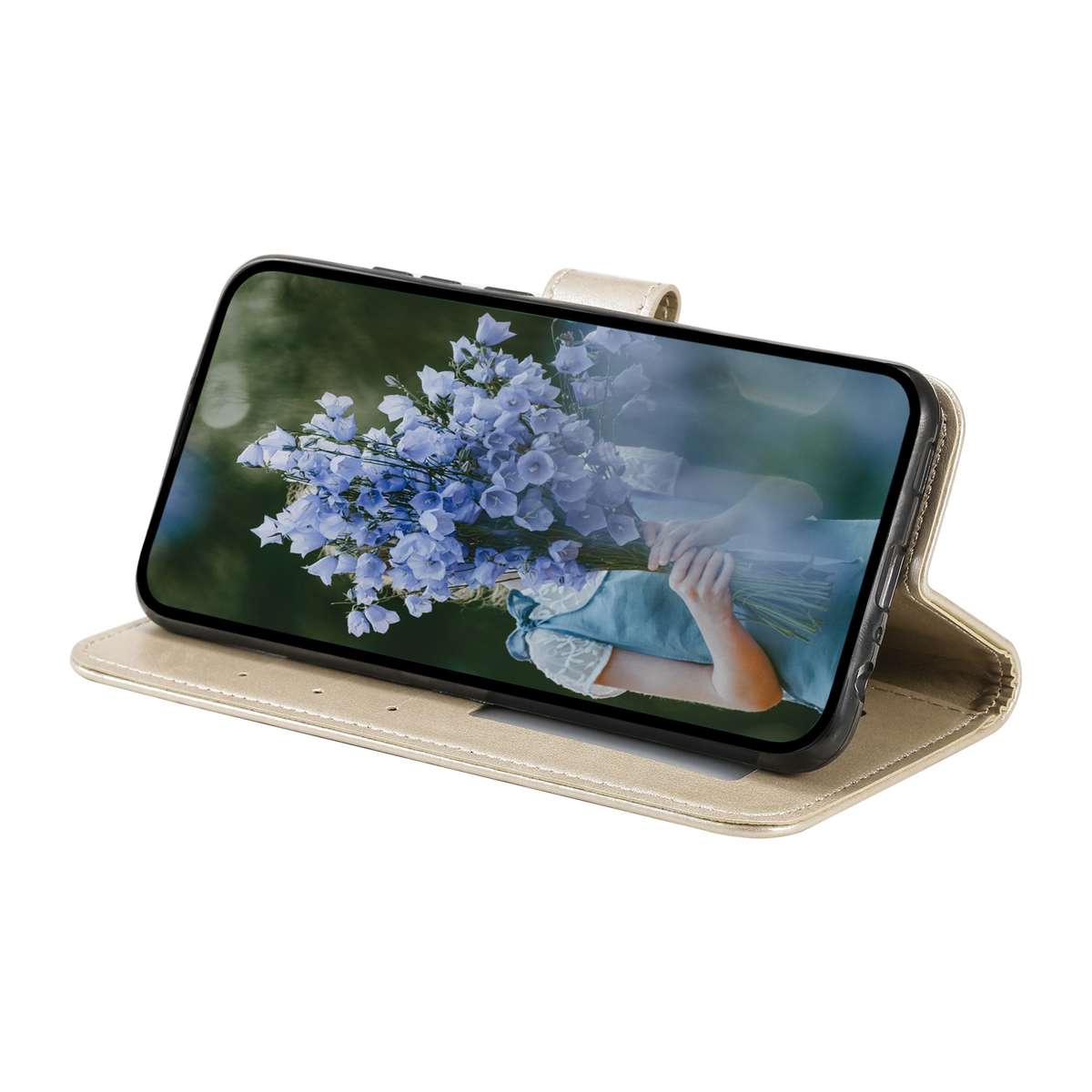 For Xiaomi 15 Totem Flower Embossed Leather Phone Case with Lanyard(Gold)