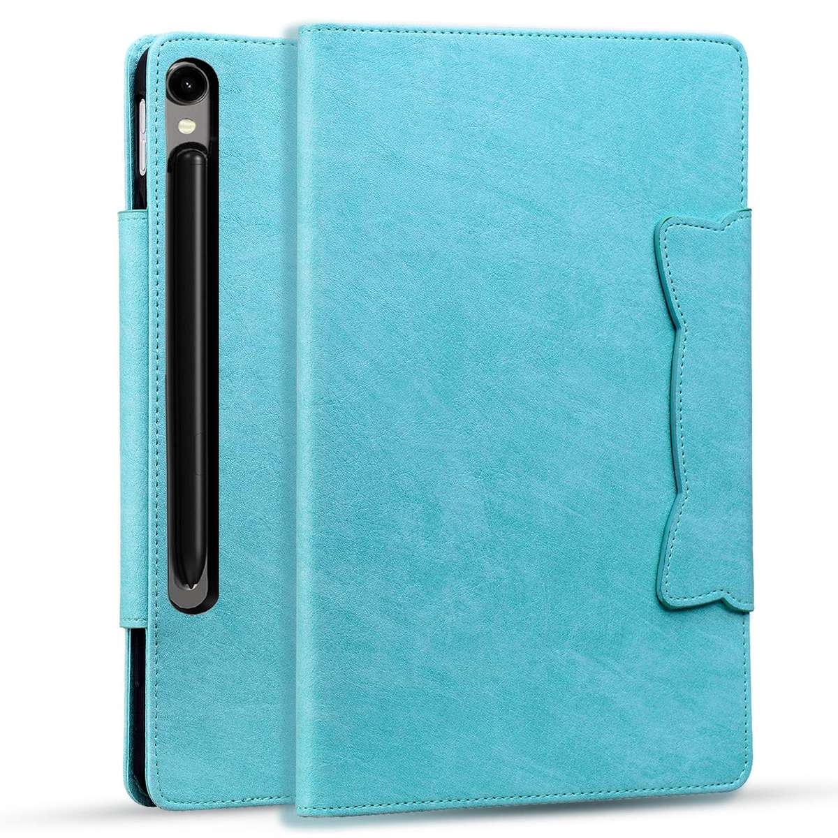 For Samsung Galaxy Tab S10 FE+ Cat Buckle Leather Tablet Case(Sky Blue)
