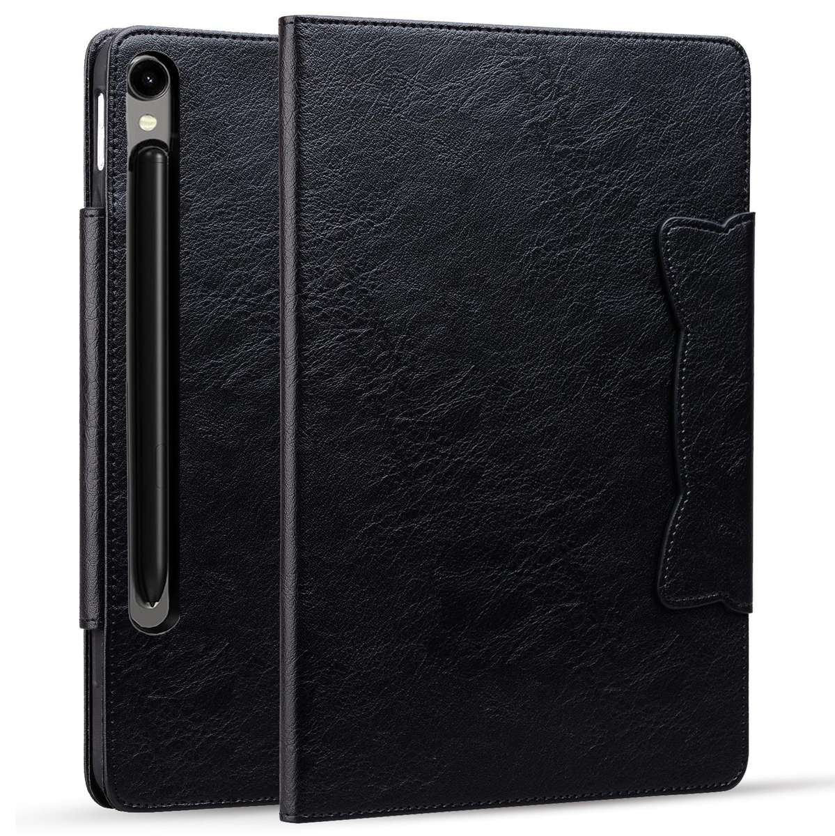 For Samsung Galaxy Tab S10 FE+ Cat Buckle Leather Tablet Case(Black)