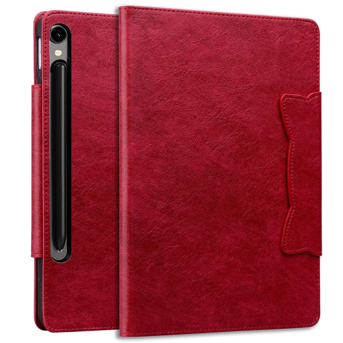 For Samsung Galaxy Tab S10 FE+ Cat Buckle Leather Tablet Case(Red)
