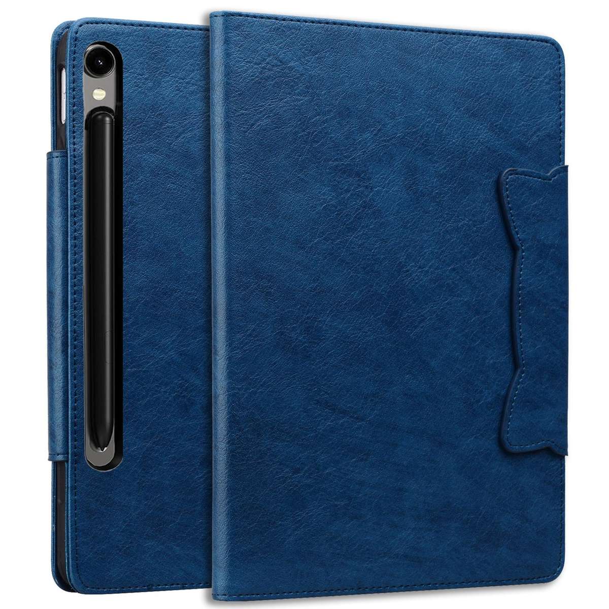 For Samsung Galaxy Tab S10 FE+ Cat Buckle Leather Tablet Case(Royal Blue)