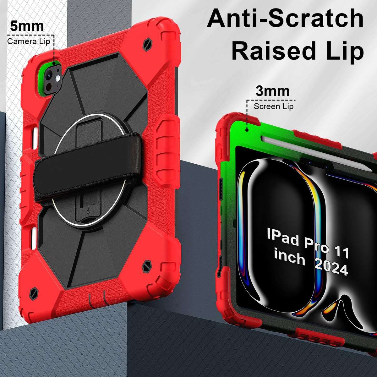 For iPad Pro 11 2025 / 2024 Contrast Color Robot Silicone Hybrid PC Tablet Case(Red Black)