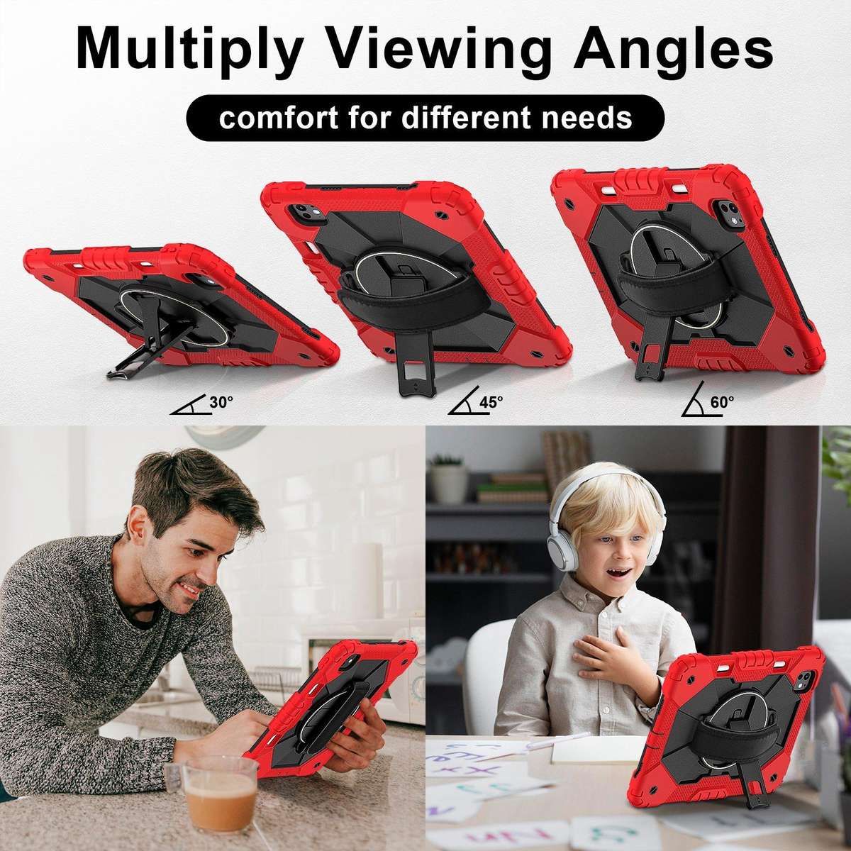 For iPad Pro 11 2025 / 2024 Contrast Color Robot Silicone Hybrid PC Tablet Case(Red Black)
