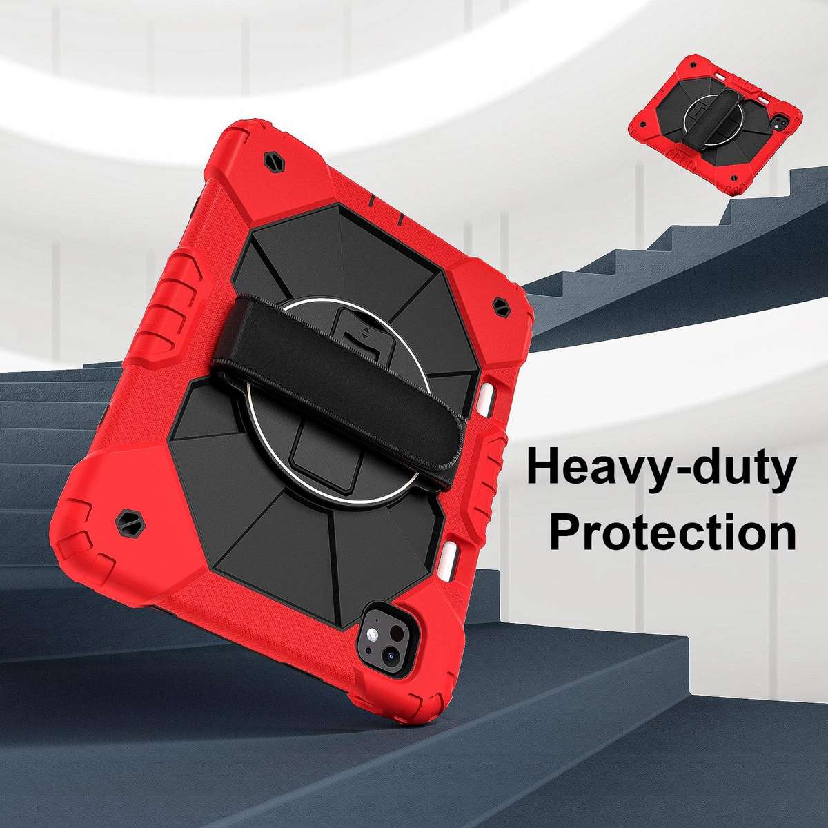 For iPad Pro 11 2025 / 2024 Contrast Color Robot Silicone Hybrid PC Tablet Case(Red Black)