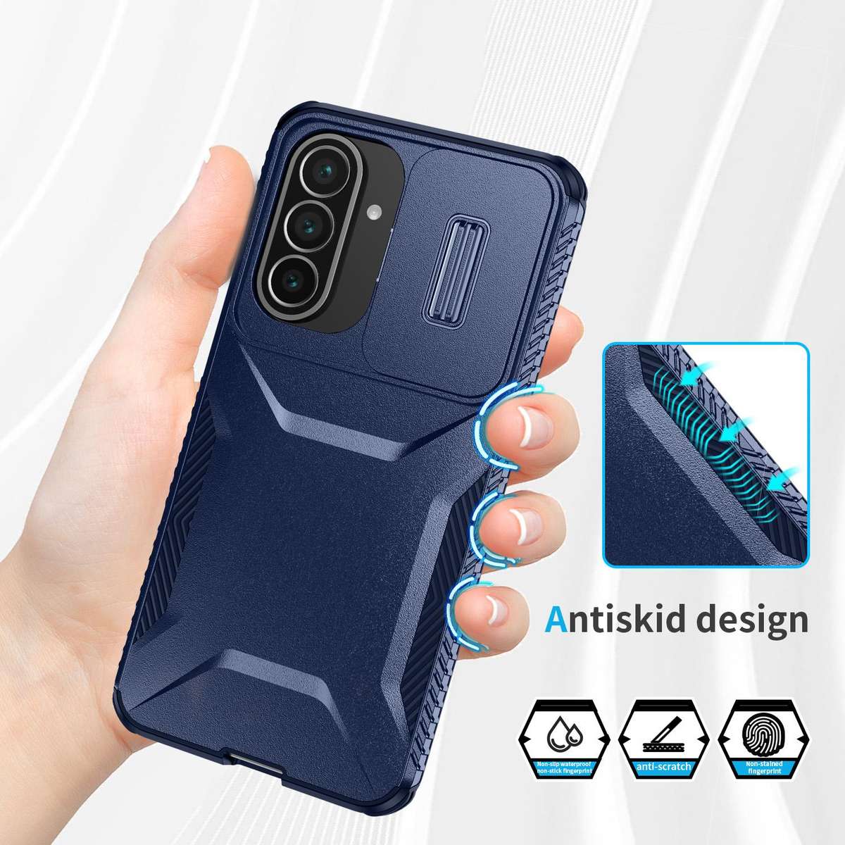 For Samsung Galaxy A57 5G Sliding Camshield Phone Case(Blue)