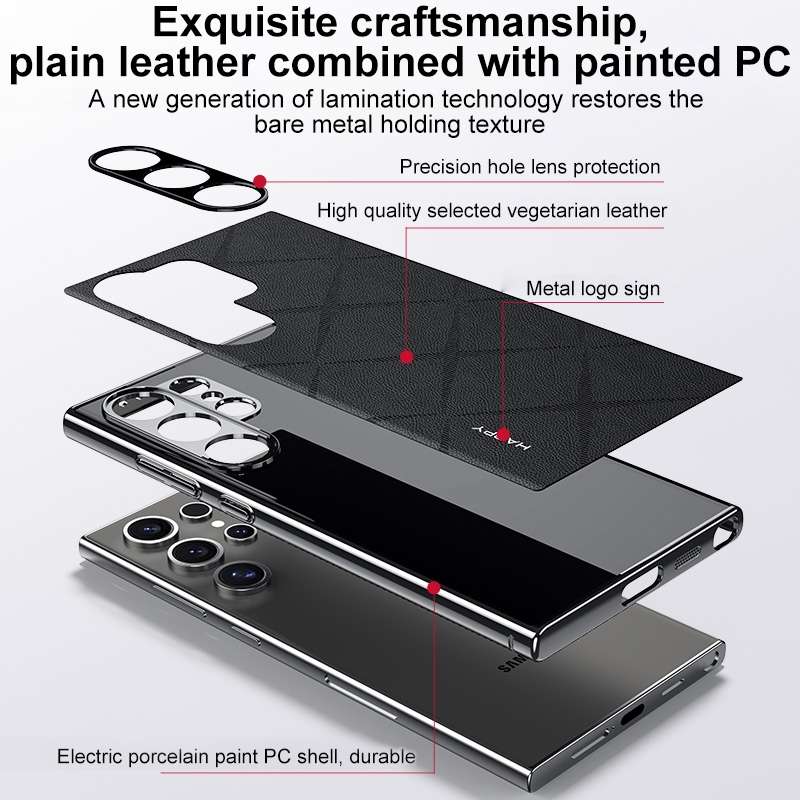For Samsung Galaxy S24 Ultra 5G Plain Leather PC Phone Case(Green)