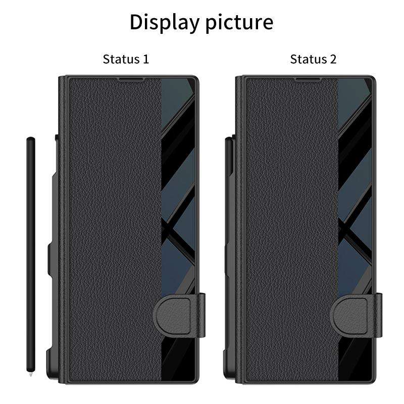 For Samsung Galaxy Z Fold7 5G GKK Integrated Full Coverage Flip Phone Case with Pen Sl ... (Black)