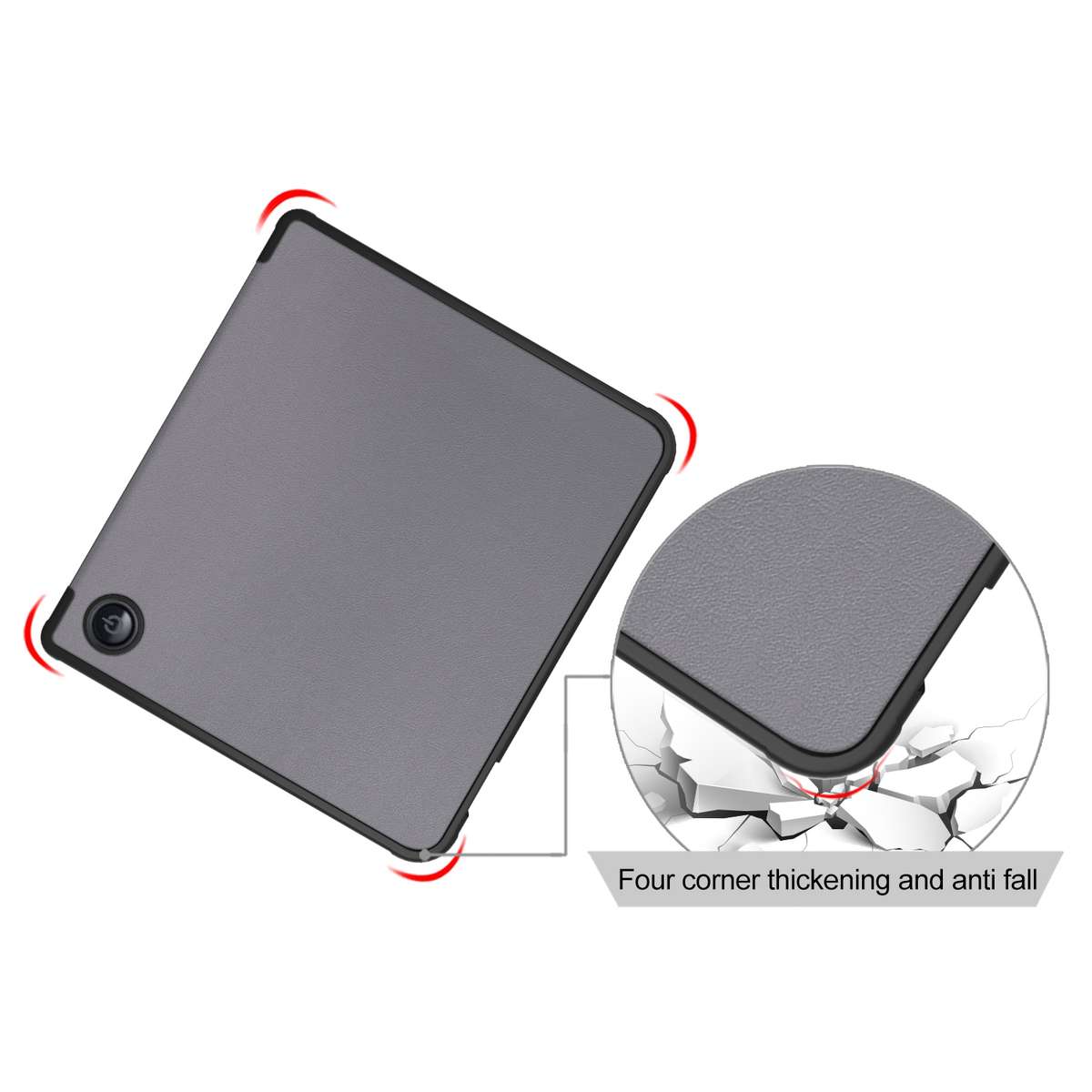 For Kobo Libra Colour 2024 Solid Color Deformation TPU Leather Smart Tablet Case(Grey)