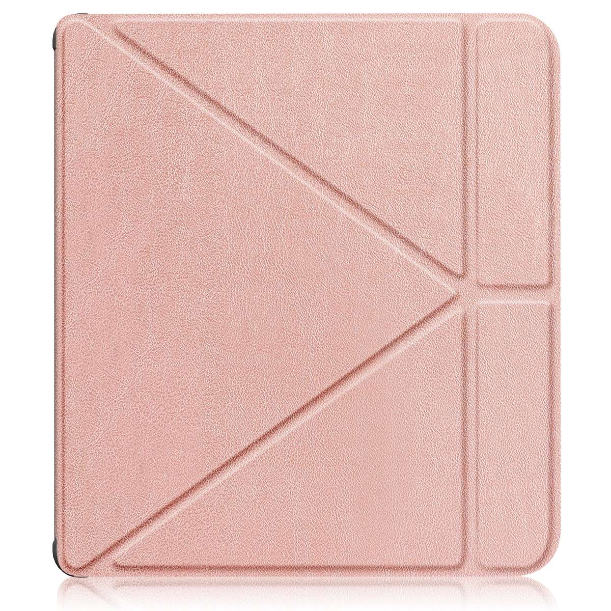 For Kobo Libra Colour 2024 Solid Color Deformation TPU Leather Smart Tablet Case(Rose Gold)